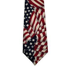 Patriotic American Flag Tie By Beans McGee - Red White & Blue Stars & Stripes De